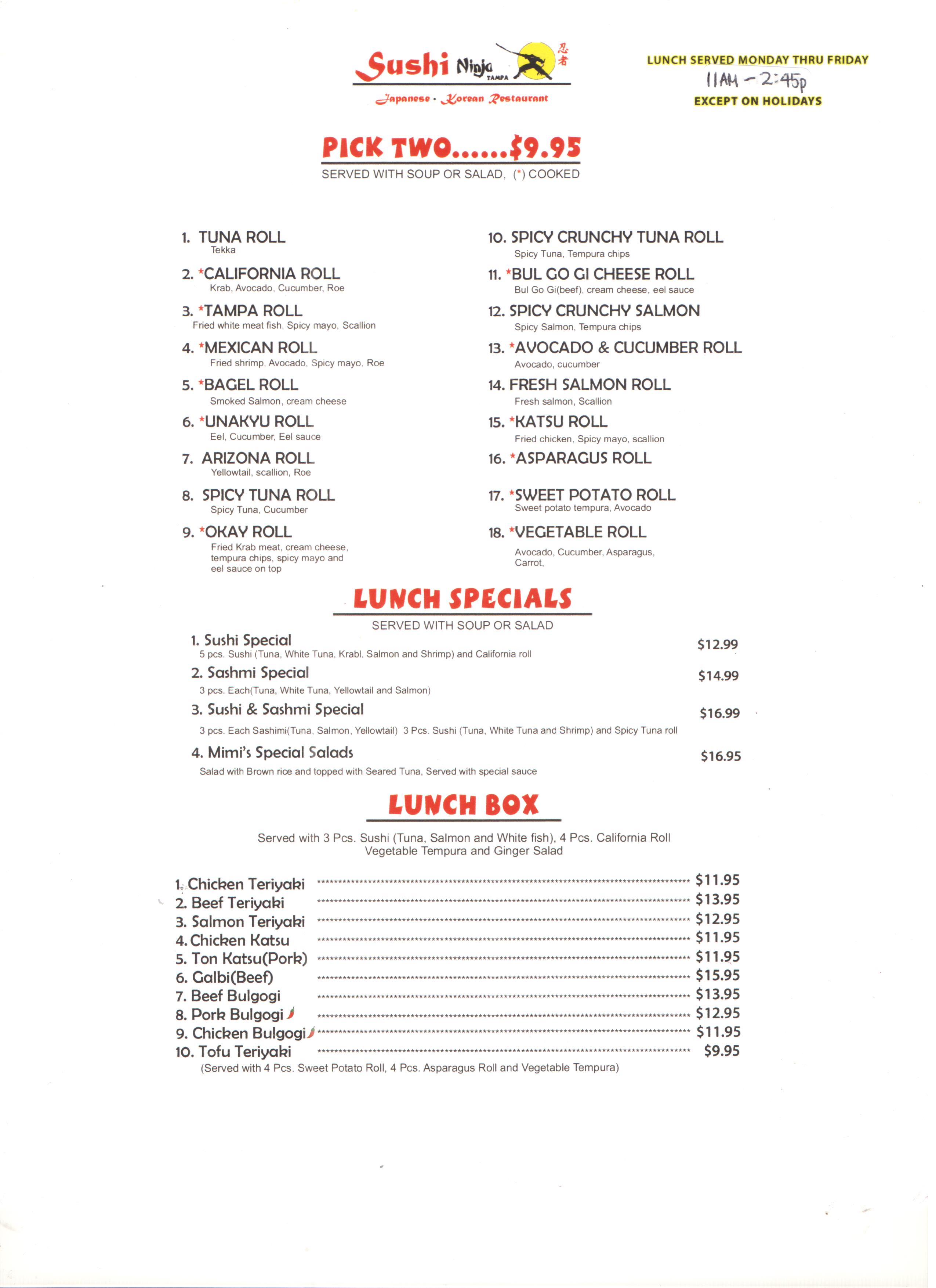 SUSHI NINJA TAMPA Authentic Japanese & Korean Restaurant